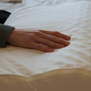 Convolute Latex Pillow_Model-Hand_45th Street Bedding