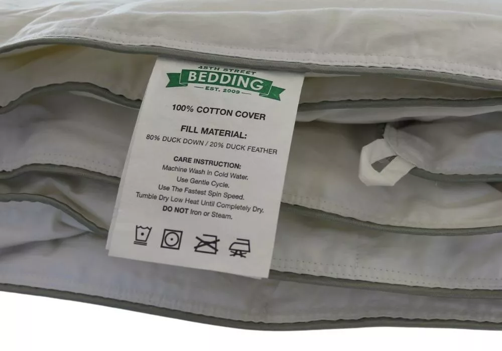 Down Light Comforter_Folded_Care Label_45th St Bedding