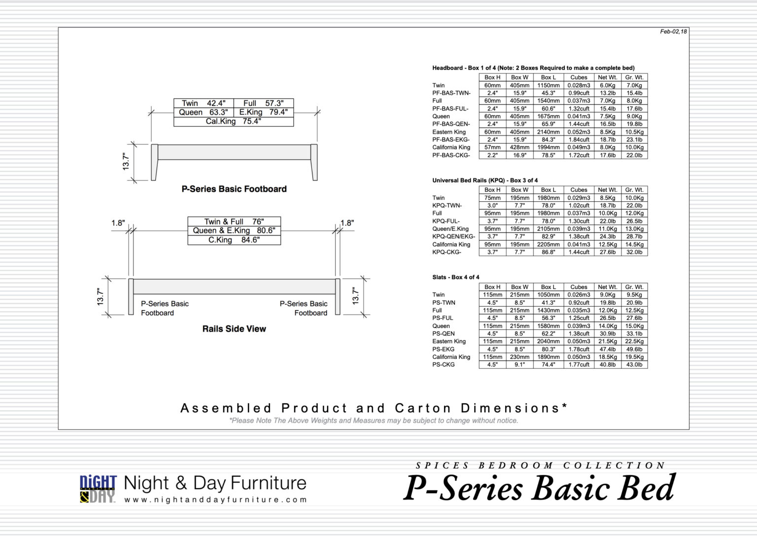 Basic-Bed-P-Series-Dimensions_Night-&-Day