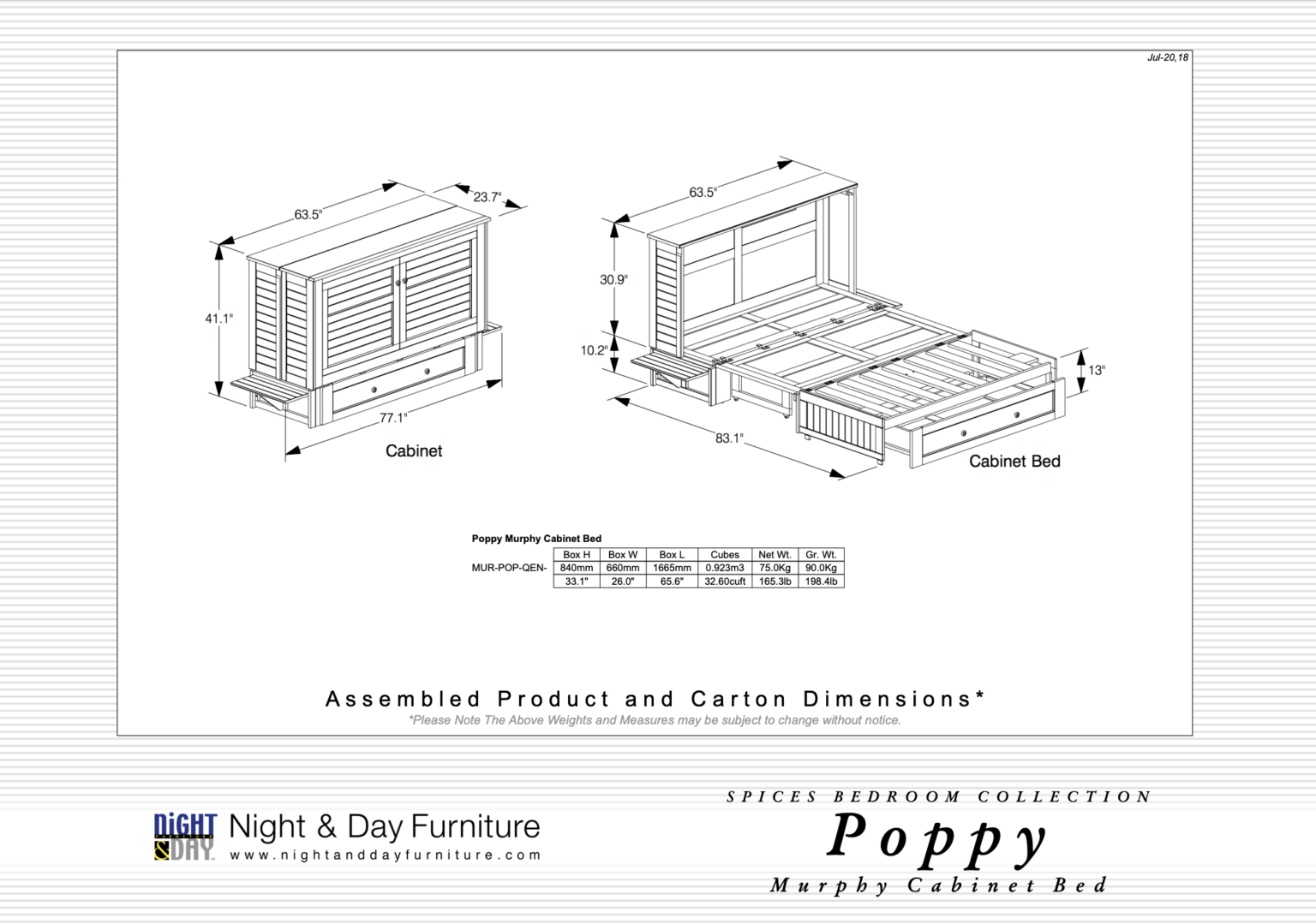 Poppy Cabinet Bed Dimensions