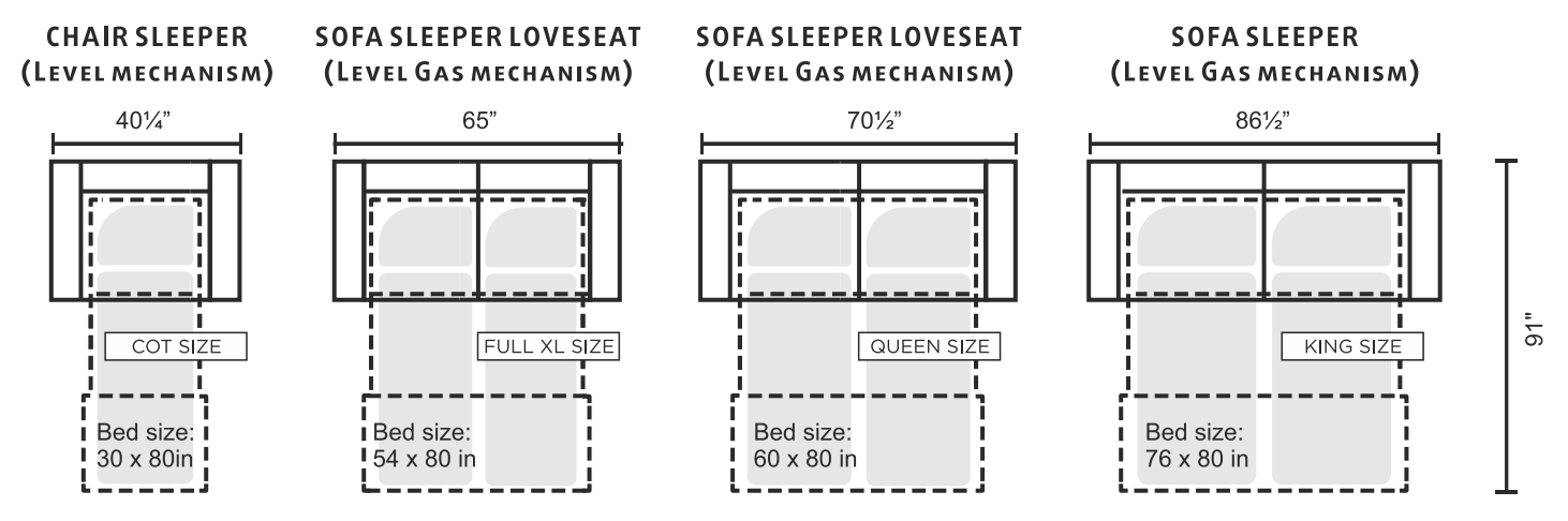 Fantasy Level Sleeper Sofa Dimensions