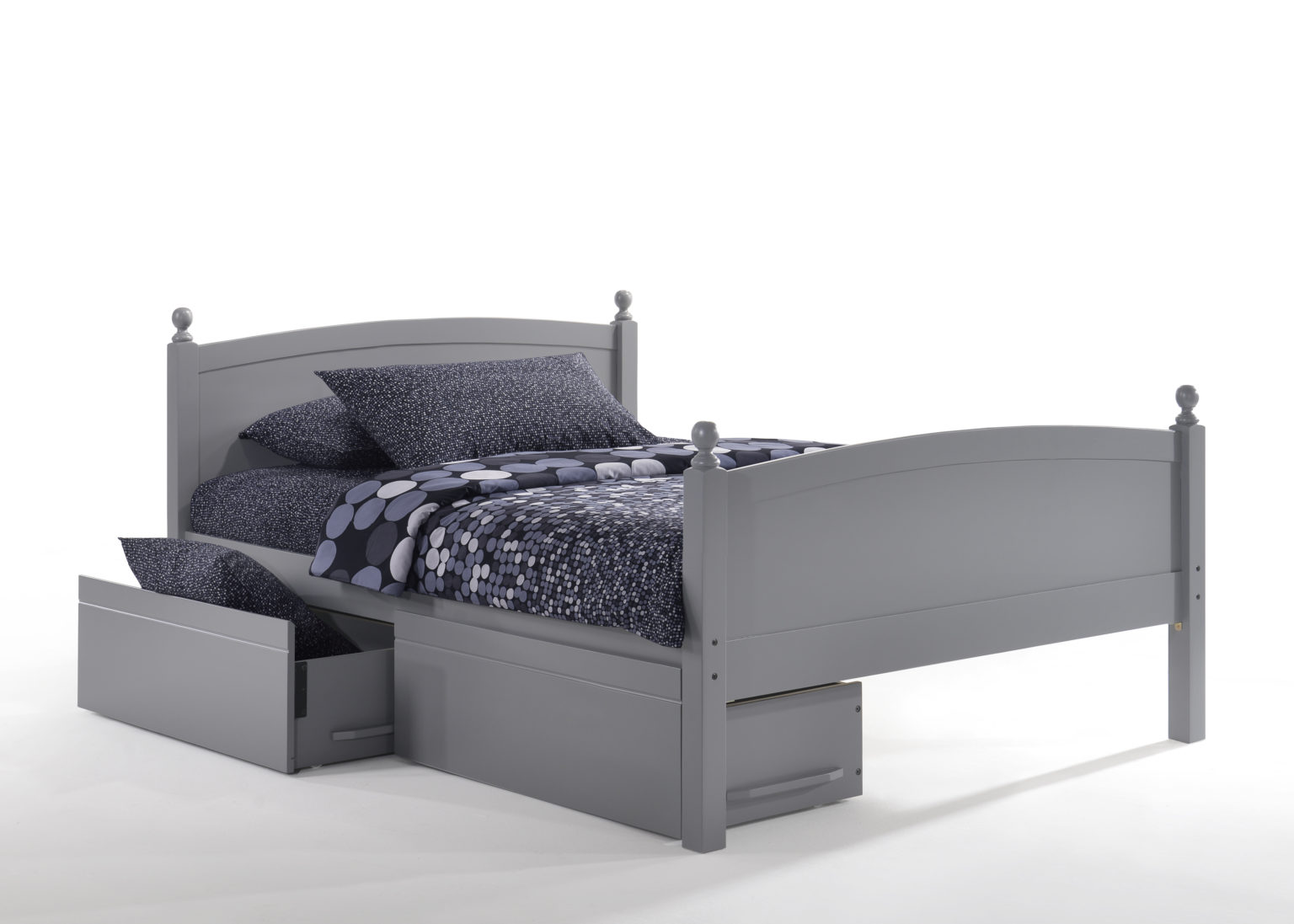 Full Zest Licorice Bed in Gray with Drawers