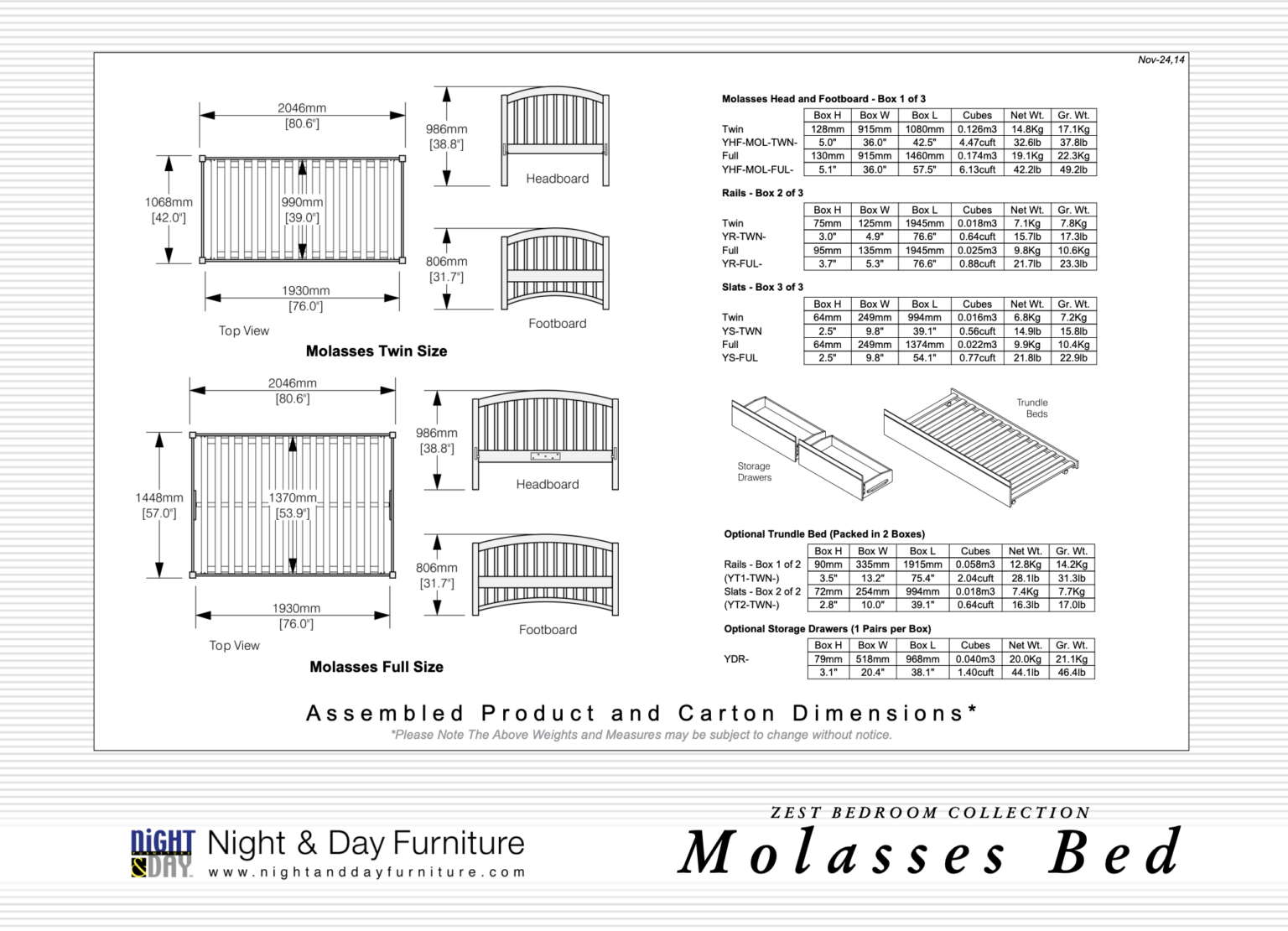 Molasses Bed Dimensions