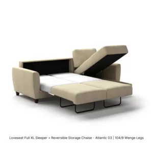 Flex Loveseat Sleeper with Reversible-Storage Chaise_Full XL_Atlantic 03_104-9 Wenge Legs_Chaise Open_Luonto