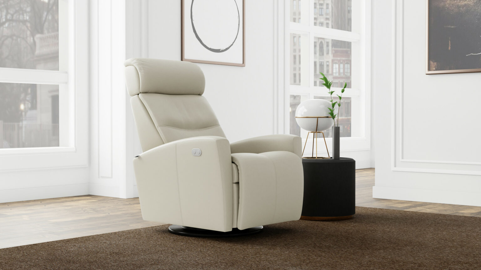 Milan Recliner_Astro Line Leather_Cement_Fjords