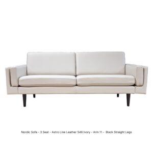 Nordic Sofa 3 Seat _AL 546 Ivory_Black Straight Legs__Fjords