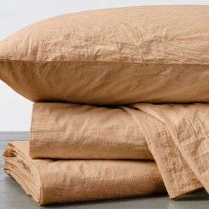 Crinkle Percale Sheet Set in Ginger by Coyuchi