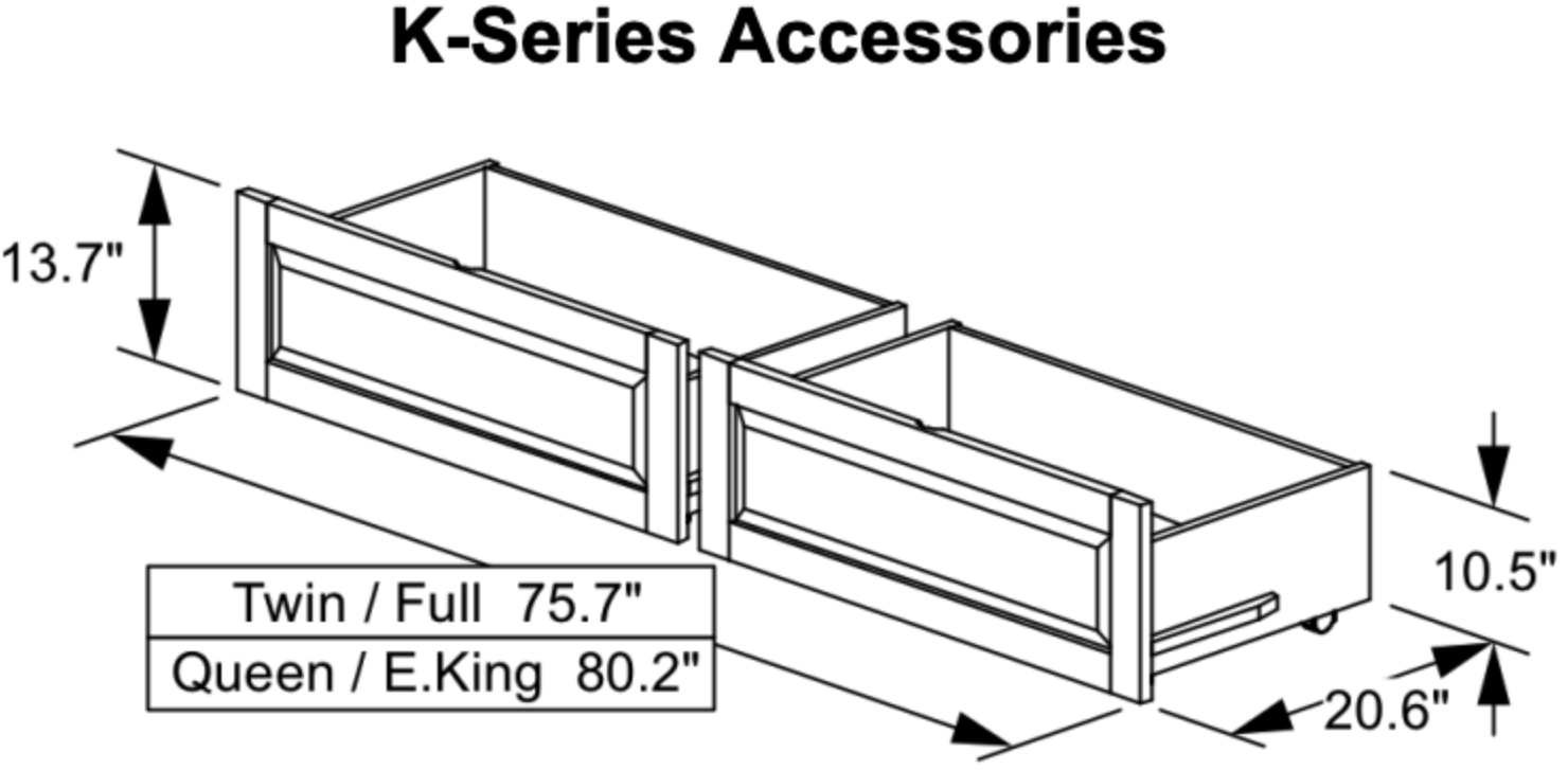K-Series Drawers Dimensions