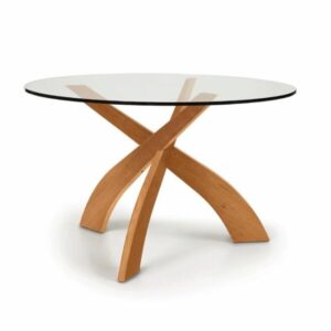 Entwine Round Glass Top Table-Cherry-Natural