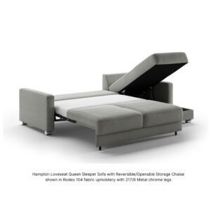 Hampton Loveseat Sectional Sleeper_Rodeo 104_217-6 Chrome Legs_Open Chaise View_Luonto