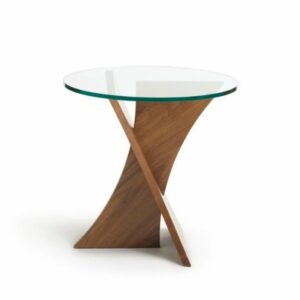 Planes Round End Table_Walnut-Natural_Sideview_Copeland
