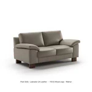Poet Loveseat_Labrador Leather 24_115-12 Legs-Walnut_Front Angle View_Luonto