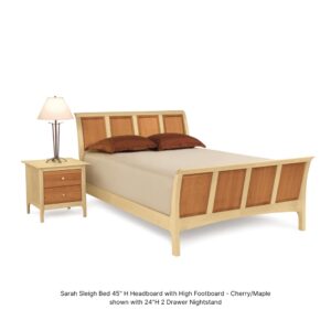 Sarah Sleigh Bed 45H Headboard with High Footboard_Cherry-Maple Natural Finish_Copeland Lifestyle