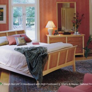 Sarah Sleigh Bed 45H Headboard with High Footboard_Cherry-Maple Natural Finish_Copeland Lifestyle
