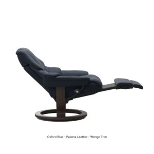 Reno Classic Power Chair_Paloma-Oxford Blue_Wenge_Side OpenView_Stressless