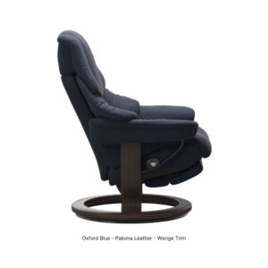 Reno Classic Power Chair_Paloma-Oxford Blue_Wenge_Side View_Stressless