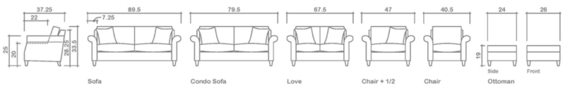 Cohen Sofa Dimensions_Van Gogh Designs
