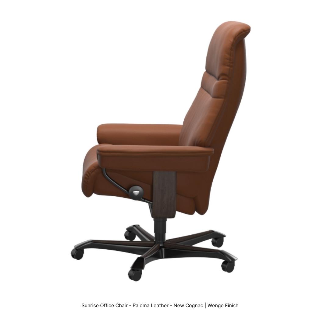 Sunrise Office Chair Paloma-New Cognac_Wenge Finish_side view__Stressless