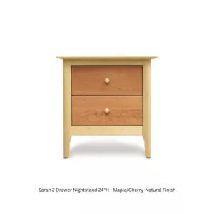 Sarah 2 Drawer Nightstand_24 Inch_Cherry-Maple_Natural_Front angle_Copeland