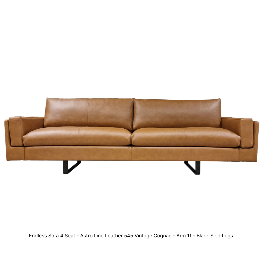 Endless Sofa 4 Seat_Arm 11_AL 545 Vintage Cognac_Black Sled Legs_Fjords