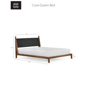 Cove Queen Bed_Black Leather_Dimensions_Union Home