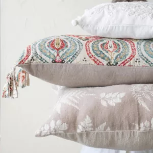 Cotton Pillow with Botanical Embroidery_Natural_Lifestyle_Creative Co-Op
