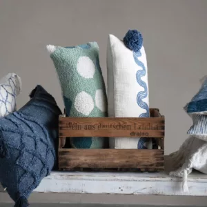 Lumbar Pillow with Embroidered Pattern & Tassels_Cream-Blue_Lifestyle_Creative Co-Op