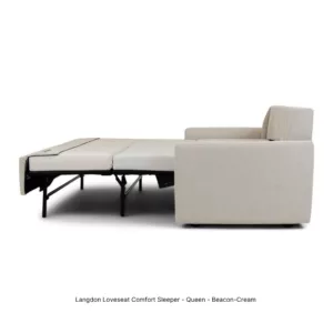 Langdon Comfort Sleeper Sofa_Loveseat Queen_Beacon Cream_Side View_AL