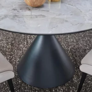 Winston Stone Top Metal Base Round Dining Table_Grigio_Edge Detail_Modus Furniture