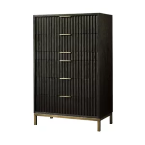 Kentfield 6 Drawer Chest_Black Drifted Oak_Front Angle View_Modus Furniture