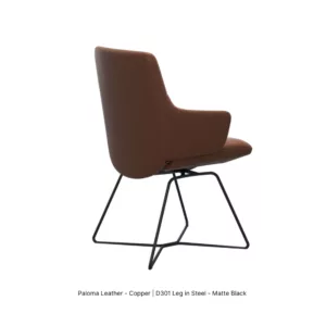 Mint Low Back Dining Chair_With Arms_Paloma Lthr Copper_D301_Matte Black Finish_Back Side View_Stressless