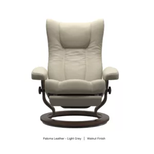 Wing Classic Power_Light grey_Walnut_Front View_Stressless