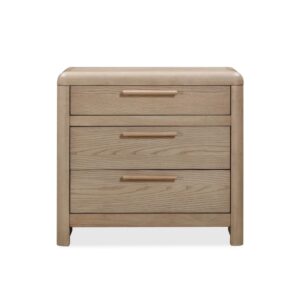 Furano 3 Drawer Ash Wood Nightstand_Ginger_Headon View_Modus Furniture