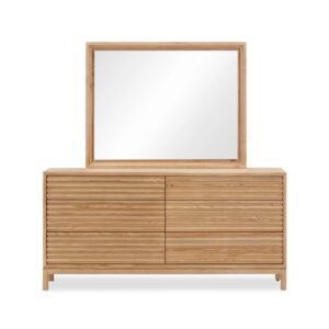 Tanner 6 Drawer Solid Ash Dresser_Flaxen_shown with Mirror_Modus Furniture