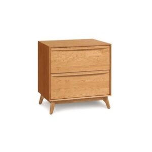 Catalina 2 Drawer Nightstand_Cherry-Natural Finish_Front Angle View_Copeland