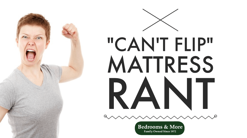 Woman raises her fists & shouts in a rant about "can't flip," one-sided mattresses